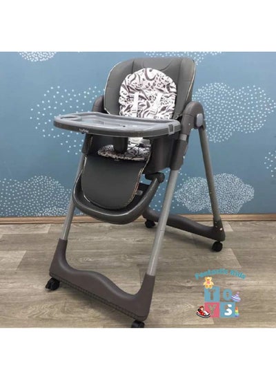 Buy Burbay High Chair for Kids with 5 Height Levels, Double Food Tray, Movable Wheels, Foldable, and Movable Footres- DM176 in Egypt