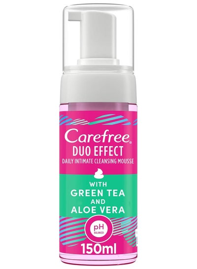 اشتري Carefree Daily Intimate Cleansing Mousse, Duo Effect With Green Tea And Aloe Vera, 150 Ml في الامارات