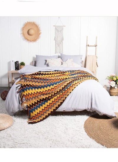 Buy Soft Cozy Lightweight Knitted Throw Blankets with Tassels Coffee in UAE