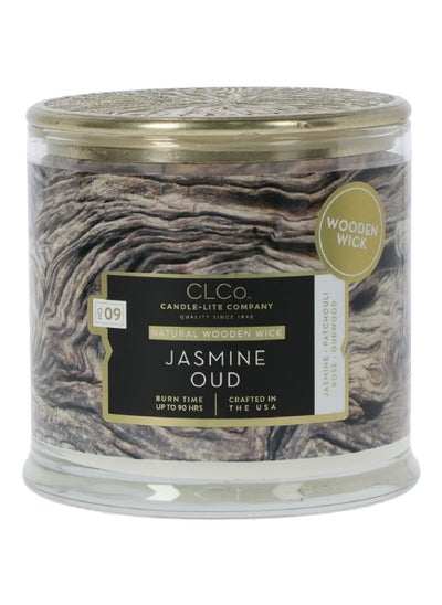 Buy No. 09 Jasmine Oud Natural Wooden Wick Scented Jar Candle Brown 396 g in Saudi Arabia