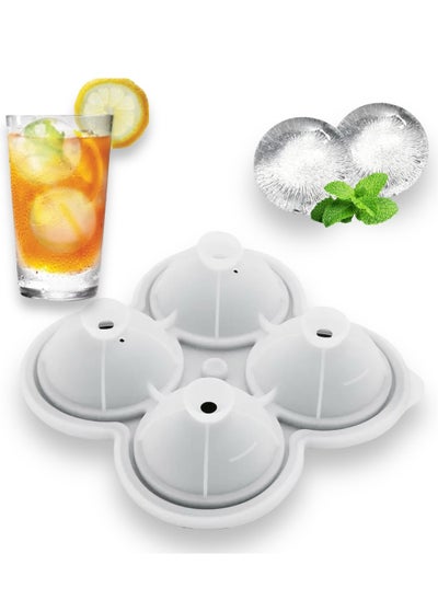 Buy Ice Cube Tray Large Round Ice Ball Maker Tray For Drinks Cocktail BPA Free Silicone Ice Maker Easy Fill And Release Ice Tray Makes 4 Jumbo Sphere Ice Balls in UAE