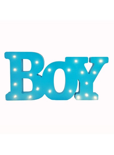 Buy BOY Sign with LED Lights Wooden Blue for Baby Shower 40x21cm in UAE