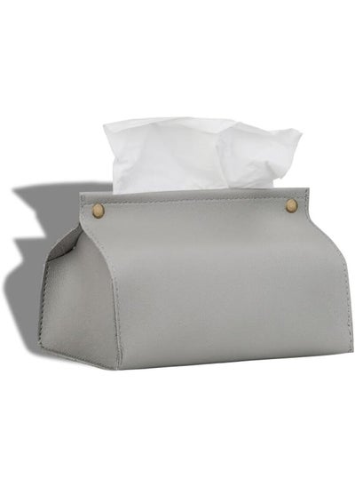 Buy Tissue Box Cover Bag,PU Leather,Easy to Clean,Suitable for Bathroom/Home/Living Room(Gray) in Saudi Arabia