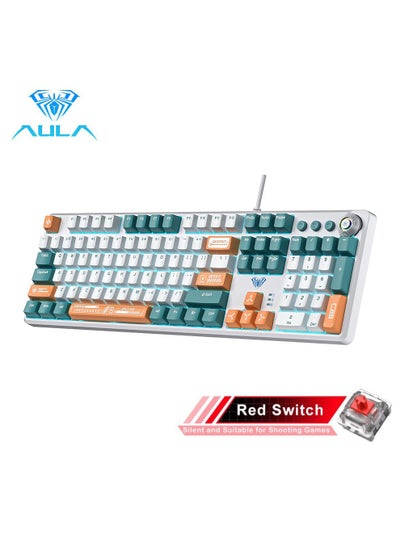 Buy Mechanical Gaming Keyboard NKRO with Wrist Rest RGB Backlit Volume/Lighting Control Knob Fully Programmable 108-Keys Anti-Ghosting Wired Computer Keyboards for Office/Games, Red Switch in UAE