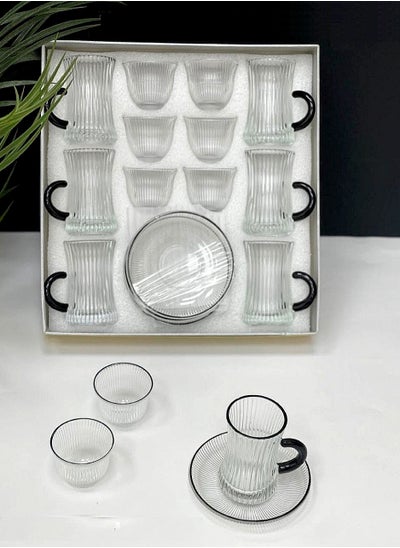 Buy A set of Tea Cups and Coffee Cups with Saucers, 18 pieces in Saudi Arabia