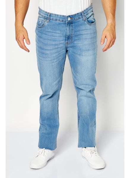 اشتري Men Straight Fit Washed Stretchable Jeans, Light Blue في الامارات