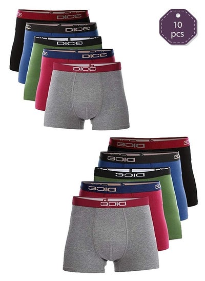 Buy Men's Boxer Underwear, Plain Colors, 10 Pieces of Soft Cotton in Saudi Arabia