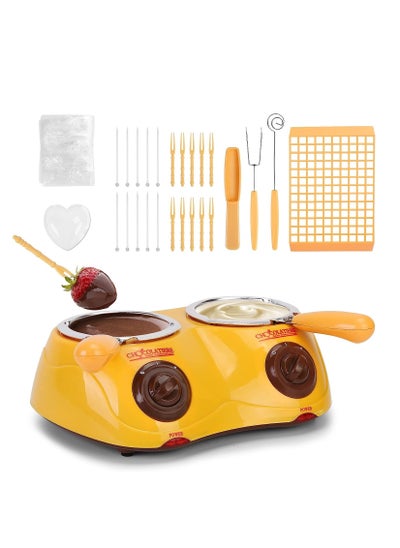 Buy Chocolate Melting Pot Electric Chocolate Fondue Mini Fondue Candy Maker With Double Melting Pot For Milk Chocolate Cheese Butter Candy (Yellow) in UAE