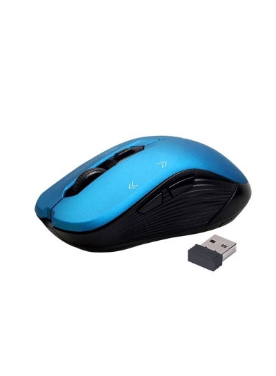 Buy Optical Tracking Ergonomic Mouse, Slider Wireless Mouse.800,1200,1600 DPI Support.2400 mAh - Windows Devices - Black With Blue-PR0MATE in Saudi Arabia