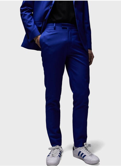 Buy Topman Premium Slim Wool Suit Trouser In Blue in UAE