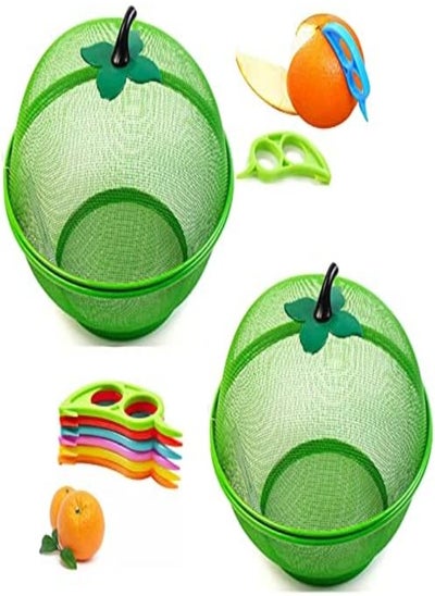 Buy Hk Online 2 X Green Apple Mesh Fresh Fruits Basket And Citrus Peeler -Keep Unwanted Pets And Insects Out (2 X Green Basket And Peeler) in UAE