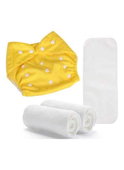 Buy hanso Baby Adjustable Cotton Pocket Diapers and Reusable Baby Washable Cloth Diaper Nappies for Babies, Infants, Toddlers, Age 0 to 3 Years, with 3 Microfiber Inserts (Yellow) in Egypt