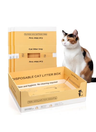 Buy Disposable Cat Litter Box, 5 Pcs Double Layer Foldable Paper Kitty Tray, Portable Travel Litter Box, Paper Kitten Litter Tray for Cats Small Pets Animals (14.96 x 11.4 x 4.7 Inch) in UAE