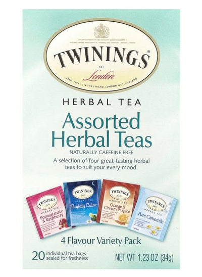 Buy Assorted Herbal Teas Variety Pack Caffeine Free 20 Tea Bags 1.23 oz (34 g) in UAE