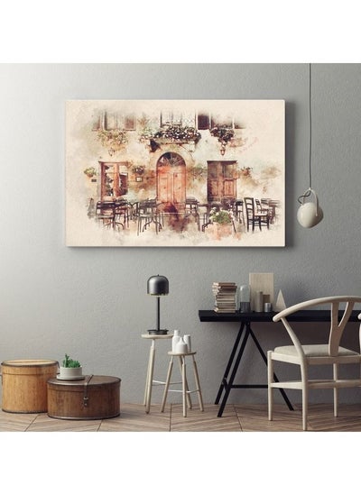 Buy Home Gallery watercolor painting retro romantic restaurant italy Printed canvas wall art in Egypt