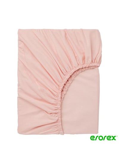 Buy Fitted sheet light pink 140x200 cm in Saudi Arabia