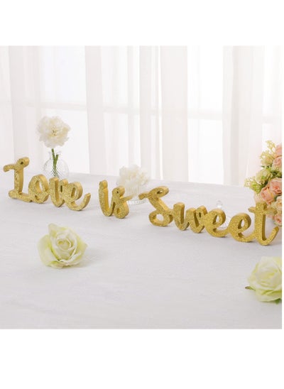 اشتري SYOSI Love Is Sweet Table Decor, Wooden Love Is Sweet Sign, Wedding Table Decorations for wedding tables, Rustic Wedding, Decoration wedding signs Gold في السعودية