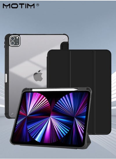 اشتري Case for iPad Pro 11 inch 2022/2021/2020/2018 Model (4th/3rd/2nd/1st Generation) Cover Y-Fold Design With Pencil Holder and Multi-Angle Stand Function Protective Shockproof Shell في الامارات