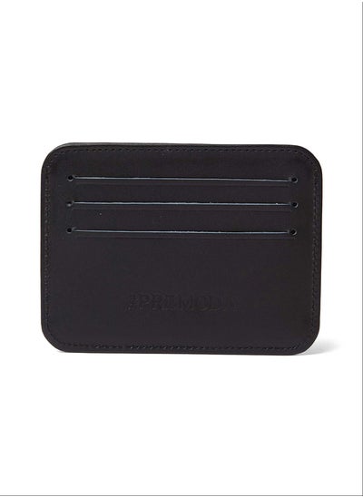 اشتري Fashionable Logo Embellished Genuine Leather Card Holder With A Built-In Pocket And Front Id Window في مصر