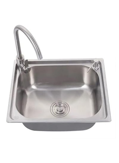 Buy Steel Kitchen Sink 2 Hole Sink 46.5cm*56.5cm +kitchen Mixer + Automatic Cup Washer in Egypt