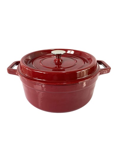 Buy Dual Ergonomic Handle Cast Iron Casserole with Lid Burgundy 24 cm XGFS24-B in Saudi Arabia