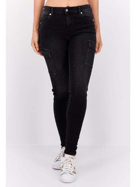 اشتري Women Super Skinny Fit Wash Stretchable Cargo Jeans, Black في الامارات