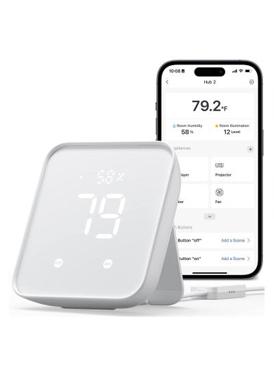 Buy Hub 2nd Gen, work as a WiFi Thermometer Hygrometer, IR Remote Control, Smart Remote and Light Sensor, Link SwitchBot to Wi-Fi 2.4GHz Compatible with voice assistant in UAE