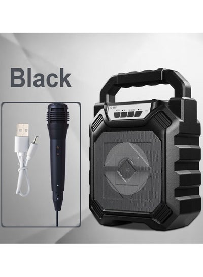 Buy Portable Wireless Bluetooth Karaoke Handheld Speaker With Microphone/FM Radio/TF Card/USB/AUX Black in UAE