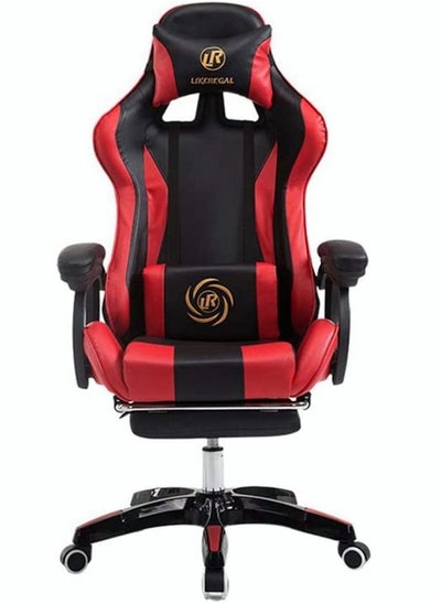 اشتري Ergonomic High Computer PS5 Chair Height Adjustment Headrest Cushion And Lumbar Support E-sports Chair Fantastic Latex Cushion Backrest Footrest Nylon Feet Red في السعودية