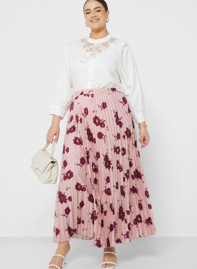 Buy Floral Detail Pleated Skirt in UAE
