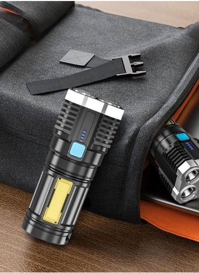 Buy LED Flashlight, Mini Torch Light,USB Rechargeable LED Torch,High Lumens 4 Light Modes,Zoomable Waterproof COB Sidelight,Compact Handheld Pocket Pen Light for Indoor & Outdoor use in Saudi Arabia