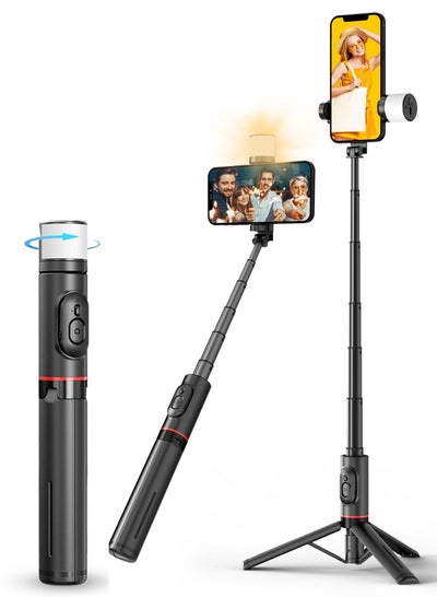 Buy Selfie Tripod Stick with Light, XQOOPS Phone Holder Lightweight Tripod Stand, Remote Control Stable Stand Extendable Tripod Camera Phone Holder for Tiktok Vlog Youtuber Video Recording in Saudi Arabia