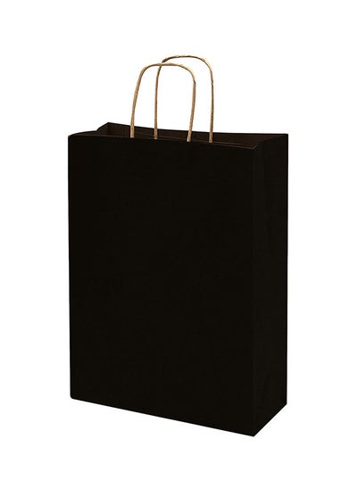 Buy [12 Bags] Kraft Paper Bags With Handles 27 x 22 x 11 cm Black Gift Bags For Birthday Party Favors Weddings, Retail, Shopping Bridal Shower in UAE