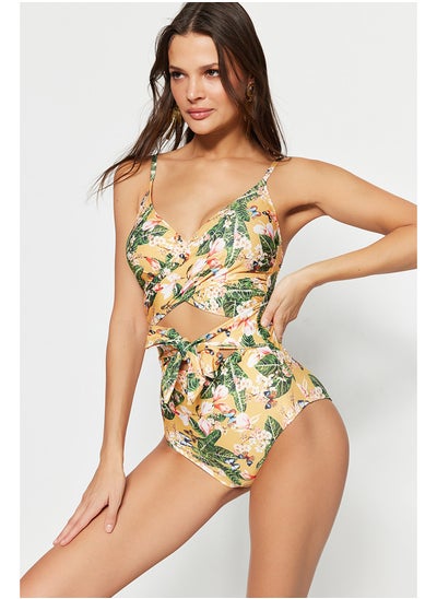 Buy Floral Pattern Double Breasted Tie Hipster Swimsuit TBESS21MA0040 in Egypt