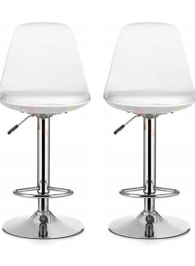 Buy AWF AL WADI FURNITURE Set Of 2 Adjustable Fiber Back Bar Chair with Cushioned Seating Bar Stool Comfortable Swivel Chair With Metal Base And Footrest (WHITE) in UAE