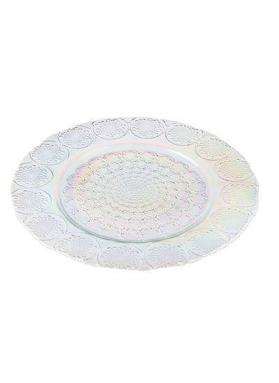 Buy Glass serving dish for sweets, chocolate, and fruits, multi-use, size 32cm, depth 3 cm in Saudi Arabia