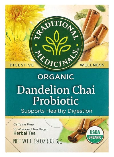 اشتري Organic Dandelion Chai Probiotic Caffeine Free 16 Wrapped Tea Bags 1.19 oz (33.6 g) في الامارات