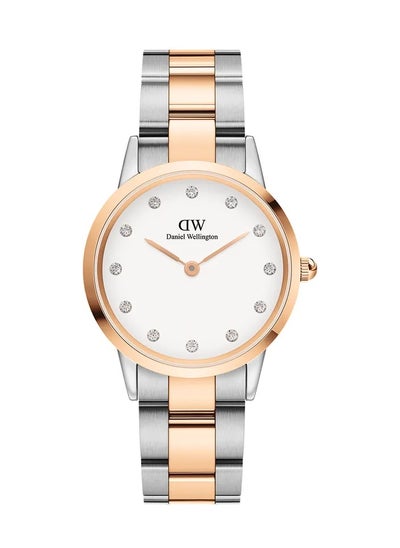 Buy Ladies' fashionable white watch with white gold stainless steel strap -32mm in Saudi Arabia