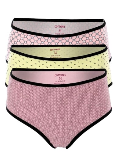 اشتري Pack of 3 Printed Cotton Midi Panties Underwear for Women في مصر