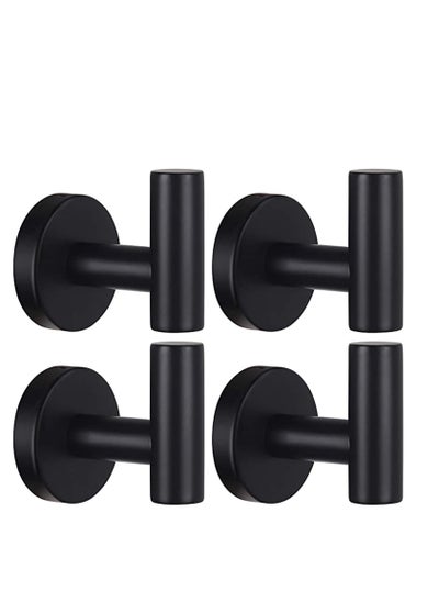 اشتري Wall Towel Hooks Coat Hook Bathroom Matte Black Robe 304 Stainless Steel Heavy Duty Door Hanger Towel Robe Clothes Cabinet Closet Sponges Hook Bathroom Bedroom Kitchen Hotel Pool 4 Packs في السعودية