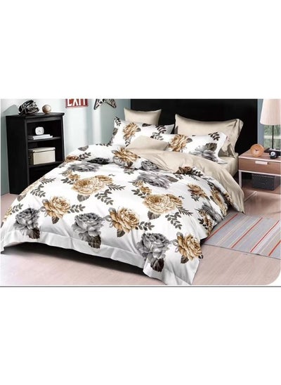 Buy Duvet Cover 100% Natural Cotton Bedding Set Soft and Breathable 6 Piece King Size Bedsheet Set Hotel Luxury Feel 1x Duvet Cover with Zipper Closure 1x Fitted Sheet with Deep Pocket 4x Pillow Case in UAE