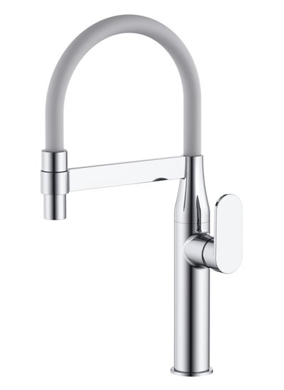 Buy HESANIT Deck Mounted Kitchen Faucet Mixer With Flexible Pull Out Spout Grey Chrome - 6931-1GC in Saudi Arabia