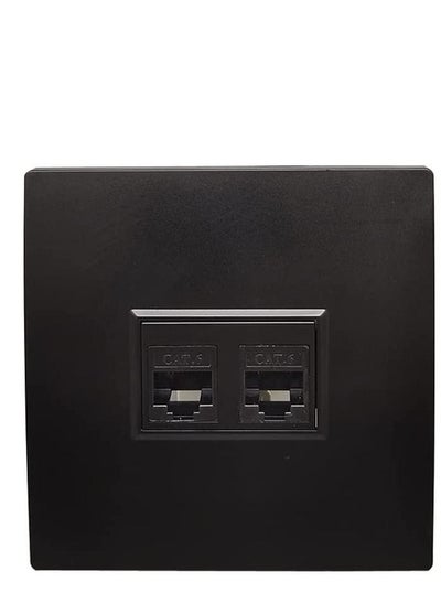 Buy Black Color Female CAT6 LAN Direct Socket For Computer RJ45 Wall Panel (2-PORT) in UAE