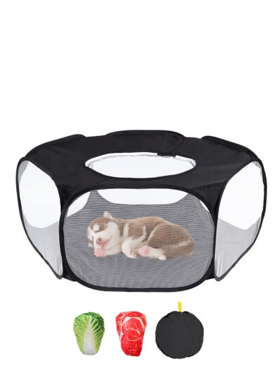 اشتري Small Animal Playpen, Portable Pet Playpen, Portable Breathable Outdoor Exercise Yard Fence with Top Cover Anti Escape, for Puppy/Cat/Rabbits/Hamster/Chinchillas في الامارات