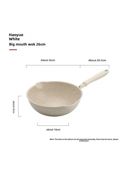 Buy Non-Stick Maifan Stone Wok Home Use 26cm creamy-white wok (without lid) in Saudi Arabia