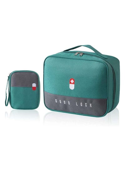 اشتري Empty First Aid Bags Travel Medical Supplies Cosmetic Organizer Insulated Medicine Bag Convenient Safety Kit Suit for Family Outdoors Hiking Camping Car Office Workplace Green في السعودية