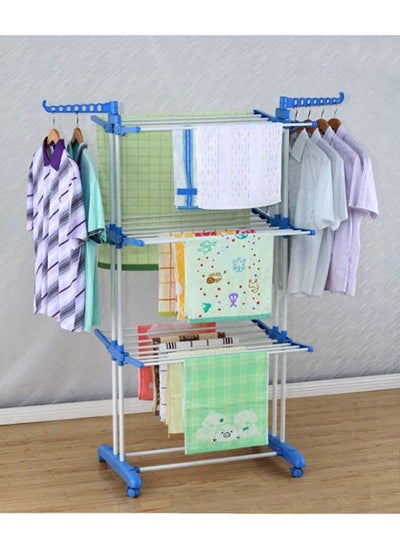 Buy 4 Tier Hanger dryer clothes Folding metal Clothes Dryer clothes rack with wheels with casters Indoor Outdoor in UAE