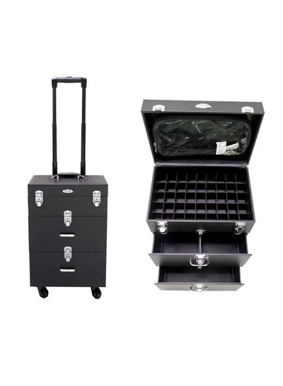 Buy Sunrise Professional Rolling Makeup Train Case, Hair Stylist, Nail & Makeup Artist Travel Case, Faux Leather, Black in UAE