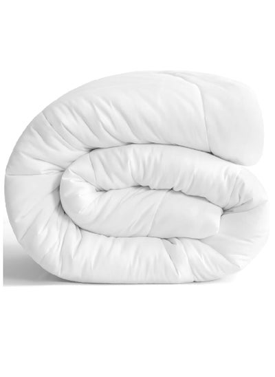 Buy Luxury King Size Plain Duvet Cover Quilted Cotton White 200x220cm in UAE