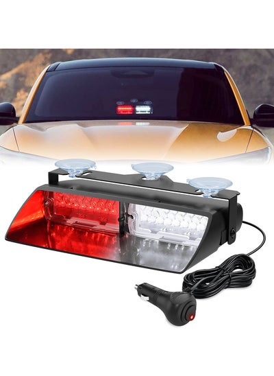 Buy Emergency Strobe Lights for Windshield, Hazard Warning Safety Flash Lights with Suction Cups, Super Bright LED, 18 Flash Modes, for Police, Firefighters, Vehicle, Truck Enforcement, Red and White in UAE